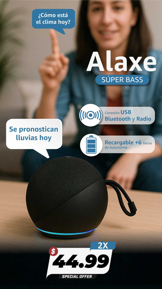 Alaxe Altavoz Parlante Super Bass Recargable con Bluetooth y Radio Fm